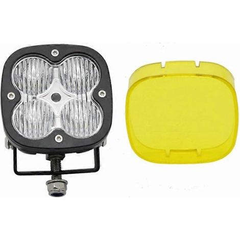 Projecteur LED carré 2 pouces 40 W combiné (faisceau large et spot) pour voiture, camion, SUV, quad, UTE et bateau. Lampe de travail LED avec cache jaune. 1 projecteur avec cache. (1/5)