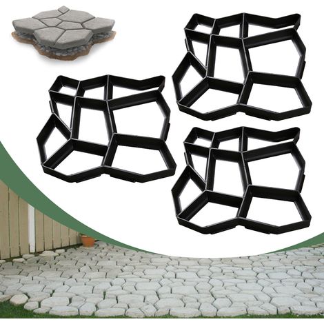 Wolketon 3 pezzi Stampo in plastica per calcestruzzo per esterni - Creazione di lastre e sentieri da giardino, resistente alla corrosione e durevole