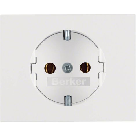 Tapa Schuko de la serie “Berker K1” con protección infantil IP20 5,5x7x4cm color blanco polar