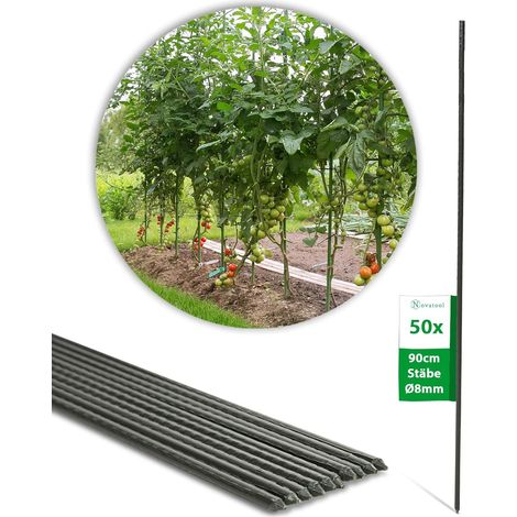 50 tuteurs pour plantes, 90 cm, verts, 8 mm de diamètre, tuteurs grimpants, supports pour plantes, tuteurs pour tomates, porte-fleurs