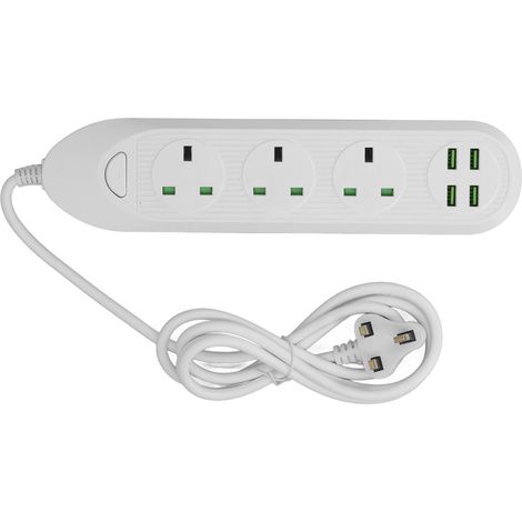 Prolongateur multiprise longue portée 2500W avec ports USB, prise UK blanc, tension 110-250V, multifonction (1/5)
