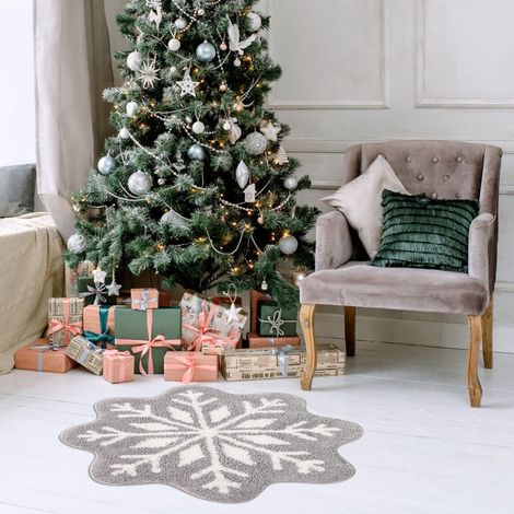 Tapis De Sol - Motif Flocon De Neige - Non Glissant - Lavable En Machine - Pour Entrée Intérieure Extérieure Salle De Bain Séjour - 67 X 67 Cm - 1 Pièce (1/5)