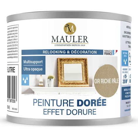 Peinture effet dorure multisupport - 5L Or Riche Pâle - Qualité air A+ - Peinture dorée Mauler