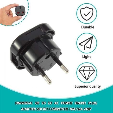 Reiseadapter (UK auf EU) Universalstecker 10 A – 16 A 240 V (1/4)
