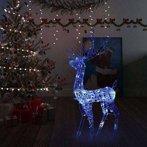 vidaXL Adorno de reno de Navidad acrílico azul 140 LEDs 128 cm (1/5)