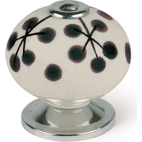 Bouton en porcelaine noire, dimensions: 40x40x38mm Ø: 40 mm - talla