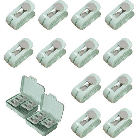 Set mit 12 nadellosen Bettdeckenclips, Bettdeckenbefestigungsclips für Betten, Bettbezughalter, Anti-Bewegungs-Clips, nadellose Vorhangbefestigung, Sockenladen, Grün