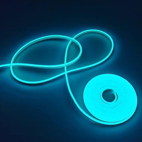 Bande lumineuse LED néon de 5 mètres en silicone souple 12V, sécable, pour intérieur et extérieur, bricolage et décoration. (1/5)