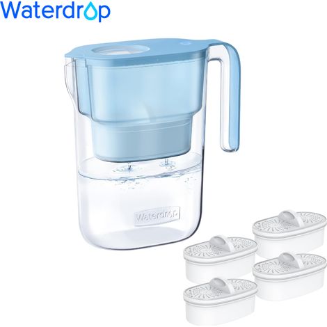 Waterdrop Elfin Water Filter Jug with 3 Month Filter, 2.5L, Filter to Reduce Limescale, Chlorine, Lead, Copper in Water, Blue (With 4 Litre Filters) (1/5)