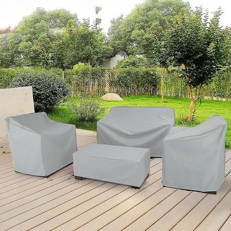 Garden Furniture Cover 1-4 Pieces 210D Durable Tarp for Outdoor Rattan Table Chair Sofa Garden Patio Cover-81X73X78X58cm-silver