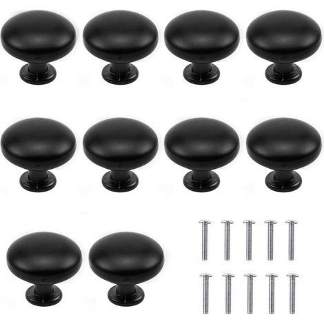10 tiradores negros para cajones y puertas, tiradores para muebles, tiradores redondos individuales para cajones, tiradores para puertas, tiradores para guarderías. (1/5)