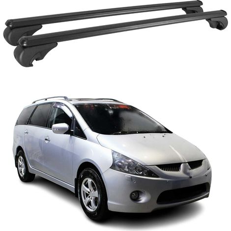 OMAC Aluminium Dachträger Querträger für Mitsubishi Grandis 2003-2011 – TÜV / DIN 75302:2019 – Abschließbar – Max. 75 kg – 2 Stangen Schwarz (1/5)
