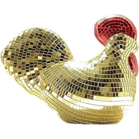 Sculpture de coq dorée à effet miroir, boule disco, décoration intérieure en forme de coq, articles de fête, cadeau d'anniversaire. (1/5)