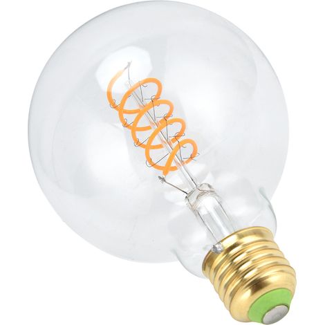 Ampoule LED G95 à filament flexible, dimmable, à spirale simple, style rétro, 220 V, culot E27, 4 W, lumière chaude, transparente (1/5)