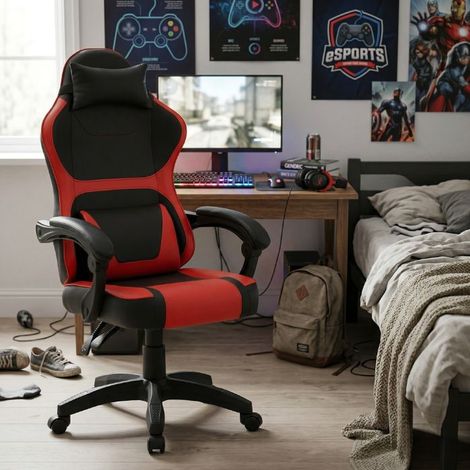 Sedia da gaming rossa da scrivania reclinabile (1/4)