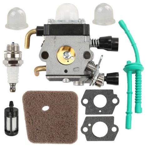 CSPARKV Carburateur avec kit de Conduite de Carburant Filtre à air pour STIHL FS38 FS45 FS46 FS55 KM55 HL45 FS45L FS45C FS46C FS55C FS55R FS55RC Coupe Herbe Mangeur de Mauvaises Herbes (1/4)