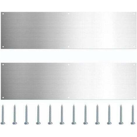 Lot de 2 plaques de seuil de porte en acier inoxydable, panneau de protection de bas de porte en métal, plinthe résistante aux rayures avec vis pour portes intérieures et extérieures (1/5)