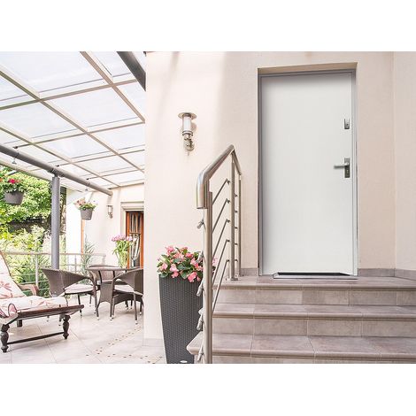 Porte d'entrée en acier pleine H207 x L100 cm blanc - épaisseur 55 mm - poussant gauche - AGUEDA (1/5)