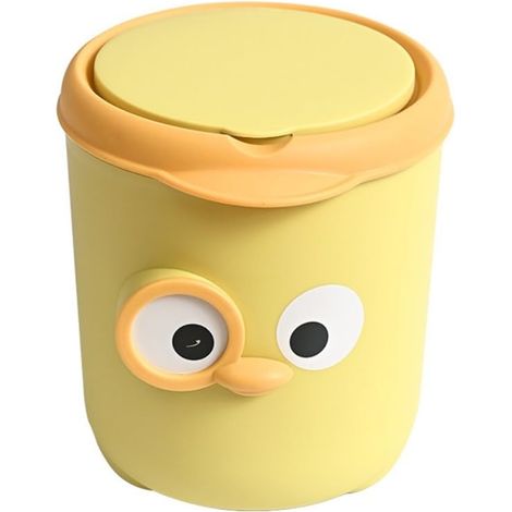 Mini poubelle de bureau - avec couvercle à charnière Pour enfants voiture Corbeille papier jaune (1/5)