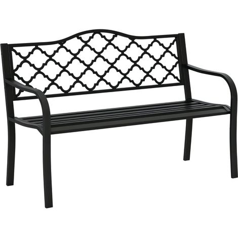 Banc de jardin 2 places style vintage, banc en acier pour cour, pelouse, véranda et terrasse extérieure (1/5)