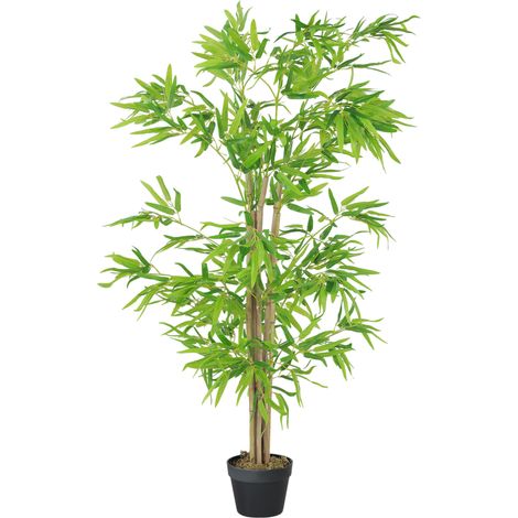Bambou artificiel grand 150 cm avec pot, plante décorative intérieure et extérieure en plastique vert réaliste (1/5)