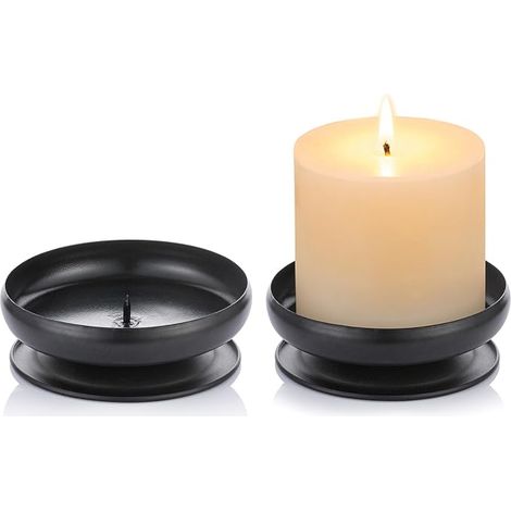 Iron Tip Candle Holder, Black Pillar Candle Holder, Decorative Candle Holder, 9 cm Diameter LED Candles and Wax, Incense Cones, Spa, Weddings (1/5)