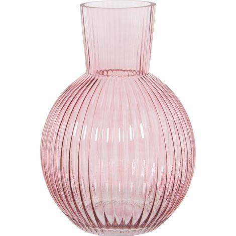 Vase En Verre Rose °19X29 Cm, Bouche : °10 Cm, Base : °10C (1/2)