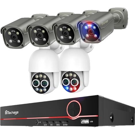 Sistema di telecamere di sorveglianza, risoluzione 8 MP, rilevamento AI, nessuno, NVR 8 canali 6 telecamere B (1/2)