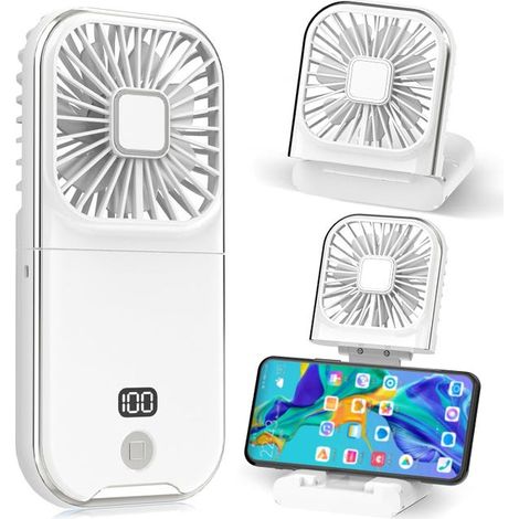 Mini ventilateur portatif ventilateur à main USB rechargeable petit ventilateur portatif ventilateur à main silencieux (blanc) (1/5)
