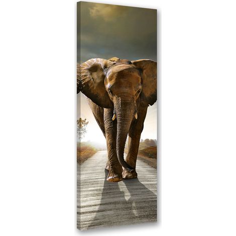 Tableau sur toile Éléphant sur la route 30x90 (1/5)
