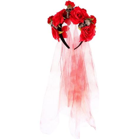 Red Rose Halloween Headpiece in Polyester and Resin, for Parties (1/5)