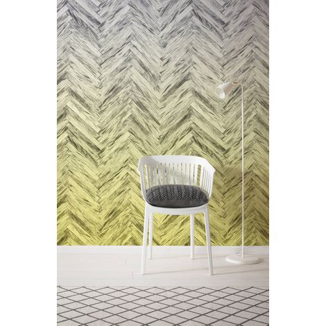 Papier peint panoramique classique,modern,vintage & retro Herringbone Jaune (1/4)