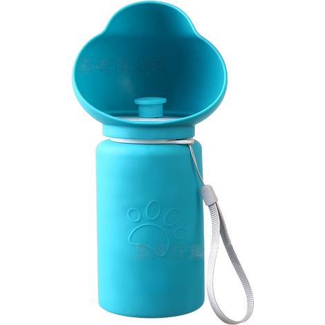 Bouteille d'eau pliable et portable pour animaux de compagnie - Distributeur d'eau de voyage en silicone pour chiens (bleu) (1/5)