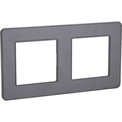 Zenitech – Plaque de finition double en métal noir brossé – Design affleurant pour installations électriques – Compatible avec prises et interrupteurs