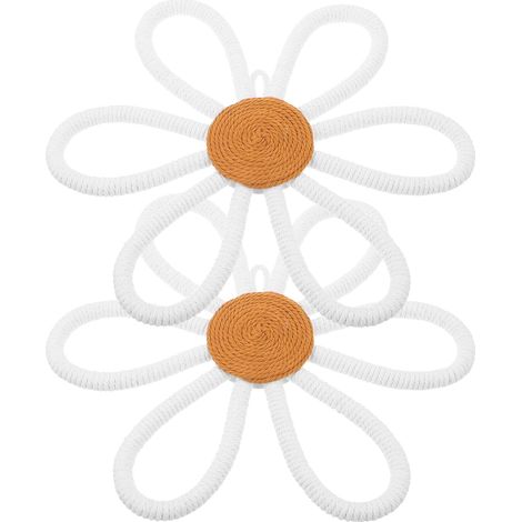 Lot de 2 Décorations Murales Marguerites Tissées à la Main 25 CM à Suspendre Murale Bohème Chambre D’Garçon et Filles Chambre Bébé en Macramé Blanche Accessoire Déco Garçon et (1/5)