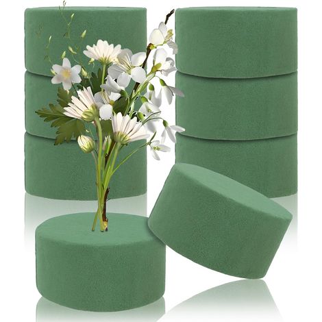 Mousse Florale - 8 Pièces - Résine Phénolique - Cylindres Verts 8x4cm - Rétention Eau - Art Floral (1/5)