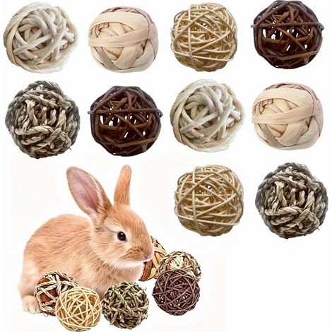 Chew Balls for Rabbits and Small Animals Hamster Toys for Small Animals Grass Balls for Hamsters, Rabbits, Guinea Pigs, Chinchillas (5-6cm) (1/5)