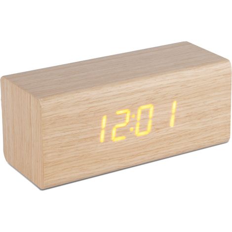 Multifunktionswecker - Geschenk Maestro - Eichenholz - 3 Weckalarme - Thermometer - Kalender