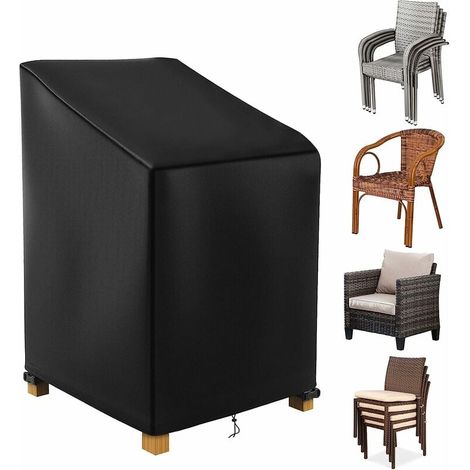 Funda apilable para silla de jardín (70 x 70 x 85/125 cm), impermeable, Oxford 420D, para exterior, color negro (1/5)