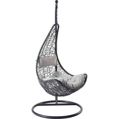 Silla hamaca colgante Miami 161, Gris, 195x95cm, Tapestry, Metal, Plástico, Tapiz, Plastic, Metal (1/5)