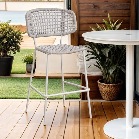 Garten Barhocker Außen Weiß Leslie Seil