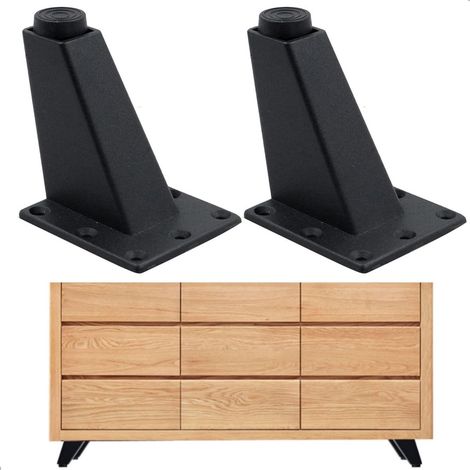 Pieds de meuble triangulaires, lot de 4, métal, noirs sable, hauteur 8 cm, supports robustes pour armoires, canapés et tables basses, pour rénovation et aménagement intérieur (1/5)