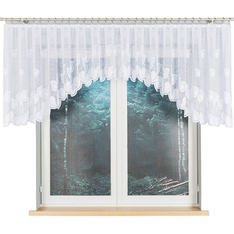 Nora - Rideau jacquard prêt à poser avec fente en bas - 400 x 90 cm - blanc (1/4)