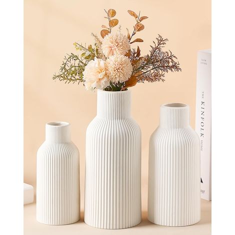 Pequeño jarrón de cerámica nórdica blanca, sencillo y moderno, ideal para la oficina o un ramo minimalista. (1/5)