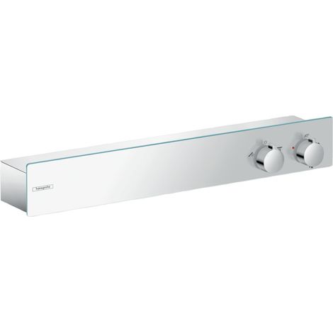 Hansgrohe – Mitigeur douche thermostatique – Tablette de bain 600mm en aluminium anodisé – Débit 25 l/min – Arrêt sécurité à 40°C – Finition métal (1/4)