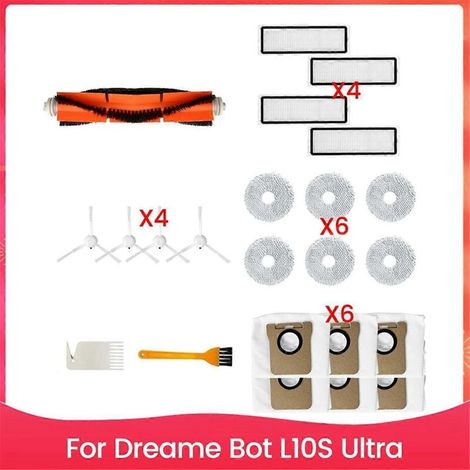Pièces de rechange pour aspirateur robot Bot L10S Ultra : brosse principale, filtre HEPA, lingette de nettoyage et sacs à poussière. (1/5)