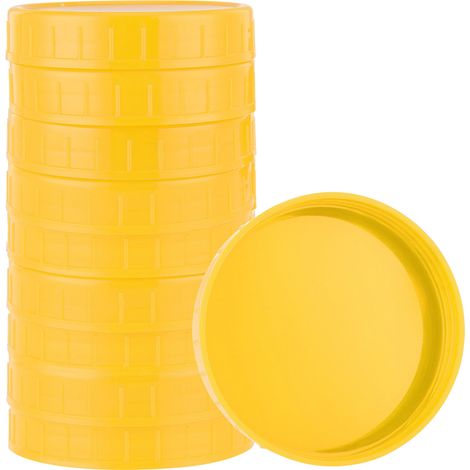 10 couvercles pour bocaux de conservation, diamètre du col : 70 mm, en plastique PP jaune, pour la conservation des aliments secs et liquides (1/5)