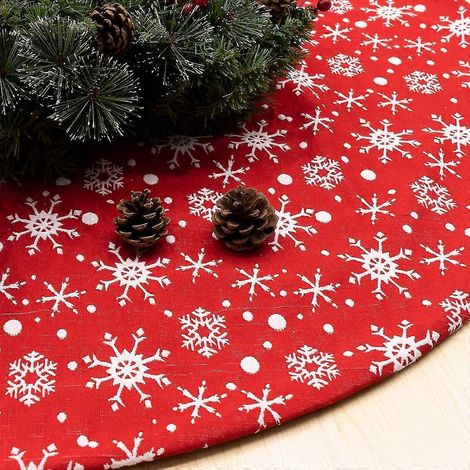 Jupe de sapin de Noël de 122 cm avec flocons de neige. Décorations de Noël pour sapin. (1/5)