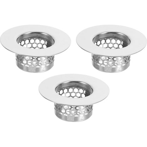 3 Piece Stainless Steel Bathroom Drain Strainer Catches Hair (1/5)