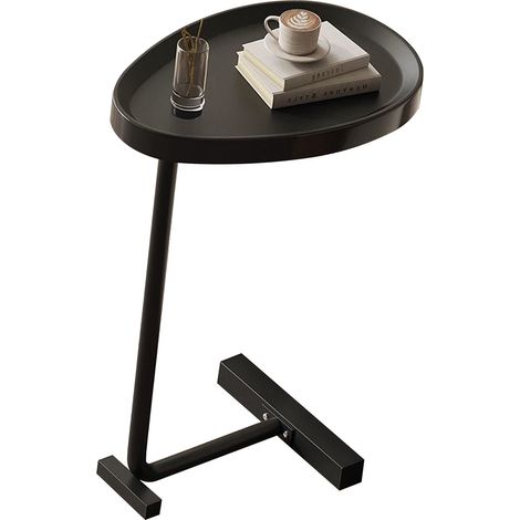 Table d'appoint de luxe, table basse pour petit salon, mini table basse, étagère de rangement minimaliste pour chambre à coucher, table mobile, noire (1/5)